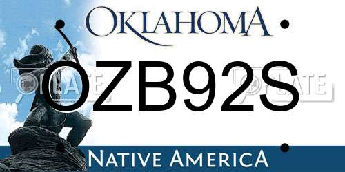 OZB92S Oklahoma License Plate