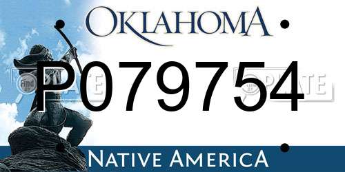 P079754 Oklahoma License Plate