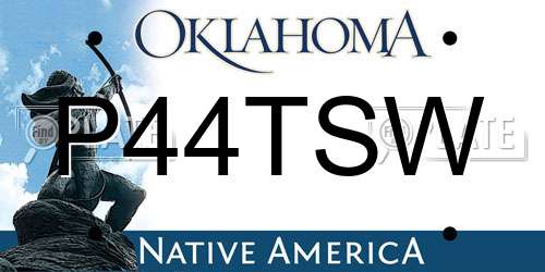 P44TSW Oklahoma License Plate