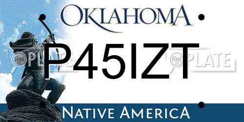 P45IZT Oklahoma License Plate