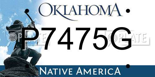 P7475G Oklahoma License Plate