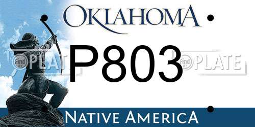 P803 Oklahoma License Plate