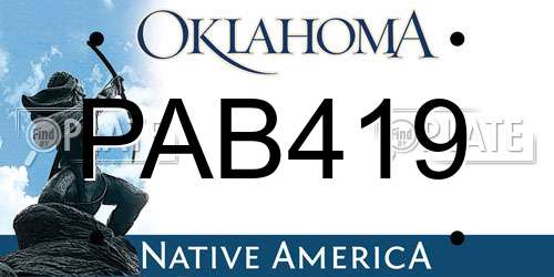 PAB419 Oklahoma License Plate