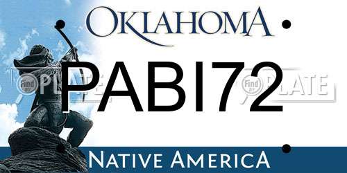 PABI72 Oklahoma License Plate