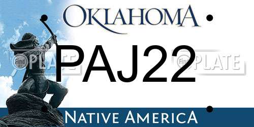 PAJ22 Oklahoma License Plate
