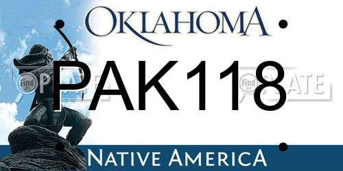 PAK118 Oklahoma License Plate