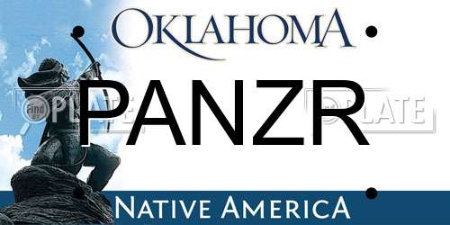 PANZR Oklahoma License Plate