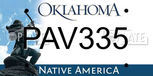 PAV335 Oklahoma License Plate