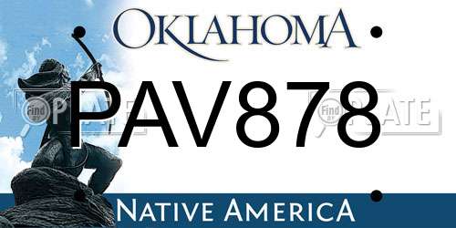 PAV878 Oklahoma License Plate