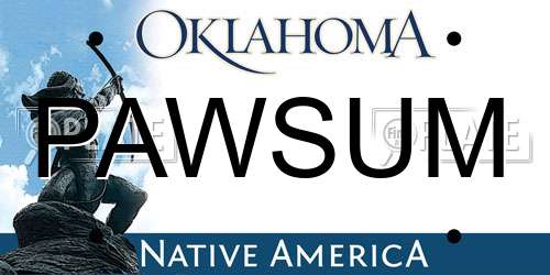 PAWSUM Oklahoma License Plate