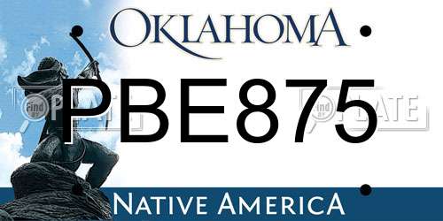 PBE875 Oklahoma License Plate