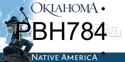 PBH784 Oklahoma License Plate