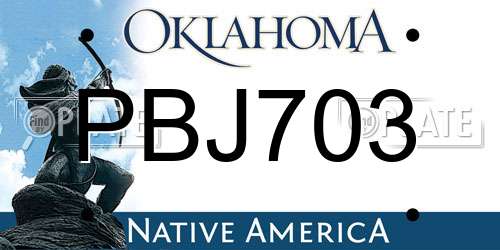 PBJ703 Oklahoma License Plate