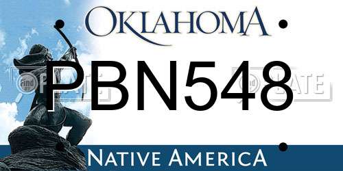 PBN548 Oklahoma License Plate