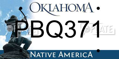 PBQ371 Oklahoma License Plate