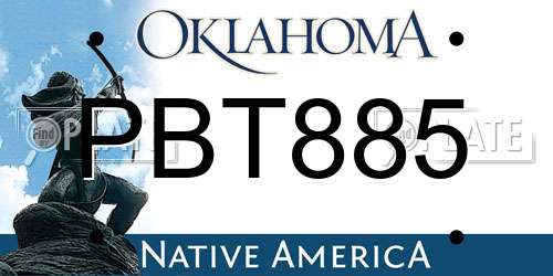 PBT885 Oklahoma License Plate