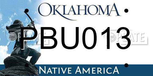 PBU013 Oklahoma License Plate