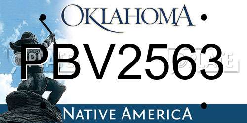 PBV2563 Oklahoma License Plate