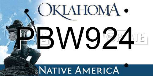 PBW924 Oklahoma License Plate