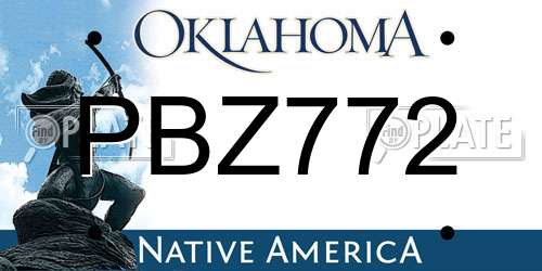 PBZ772 Oklahoma License Plate