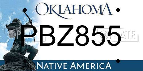 PBZ855 Oklahoma License Plate