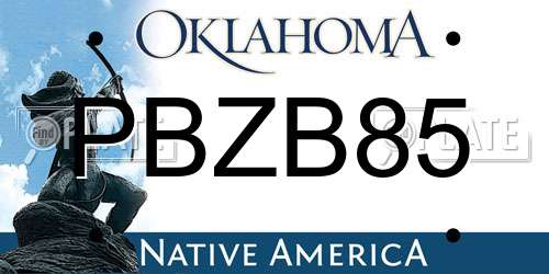PBZB85 Oklahoma License Plate