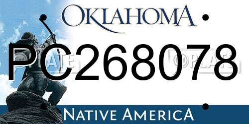 PC268078 Oklahoma License Plate