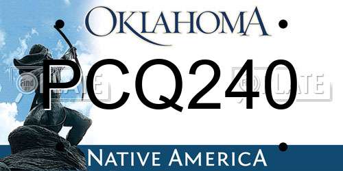 PCQ240 Oklahoma License Plate