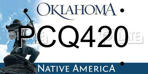 PCQ420 Oklahoma License Plate