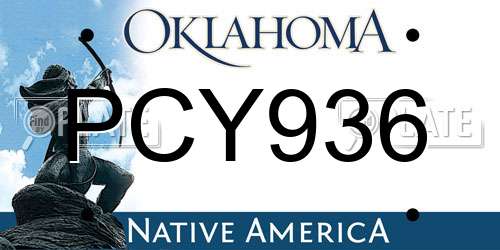 PCY936 Oklahoma License Plate