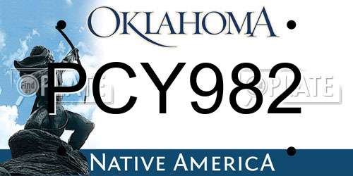 PCY982 Oklahoma License Plate