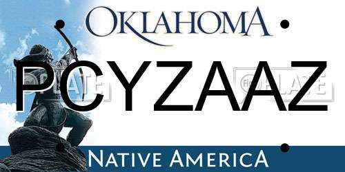 PCYZAAZ Oklahoma License Plate