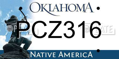 PCZ316 Oklahoma License Plate