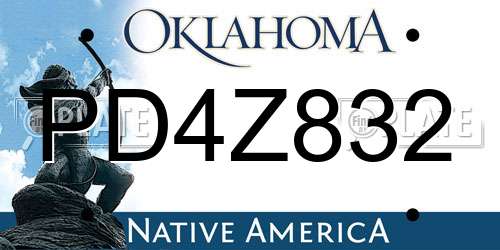 PD4Z832 Oklahoma License Plate