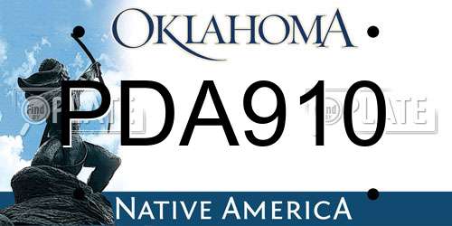 PDA910 Oklahoma License Plate