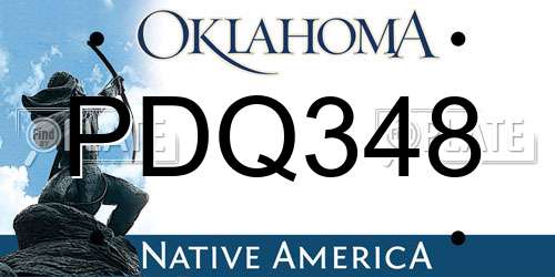 PDQ348 Oklahoma License Plate