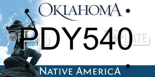 PDY540 Oklahoma License Plate