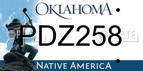 PDZ258 Oklahoma License Plate