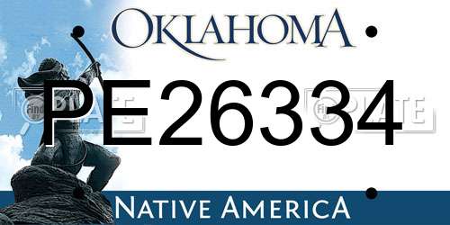 PE26334 Oklahoma License Plate