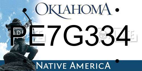 PE7G334 Oklahoma License Plate