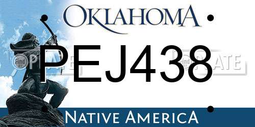 PEJ438 Oklahoma License Plate