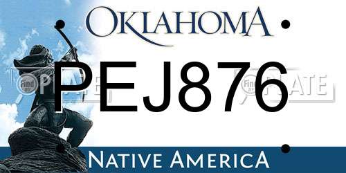 PEJ876 Oklahoma License Plate