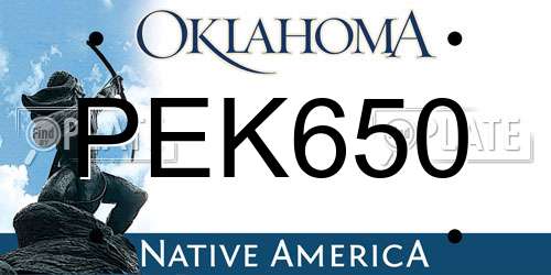 PEK650 Oklahoma License Plate