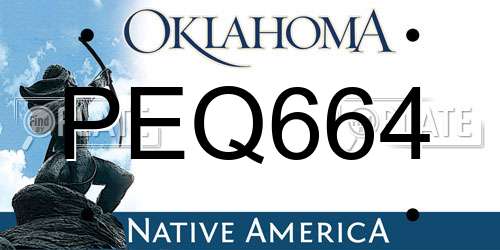PEQ664 Oklahoma License Plate