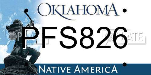 PFS826 Oklahoma License Plate