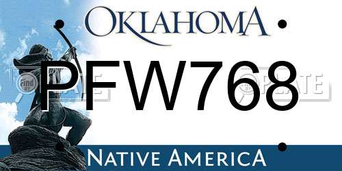 PFW768 Oklahoma License Plate
