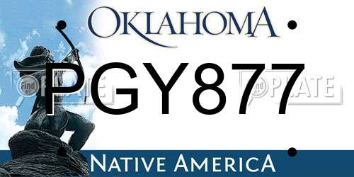 PGY877 Oklahoma License Plate