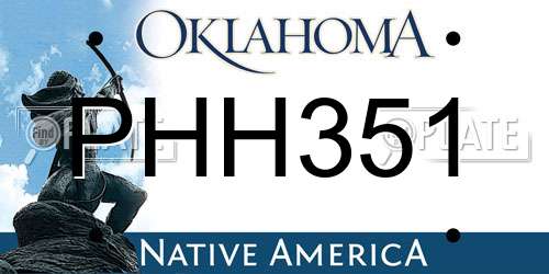 PHH351 Oklahoma License Plate