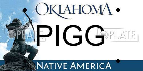 PIGG Oklahoma License Plate