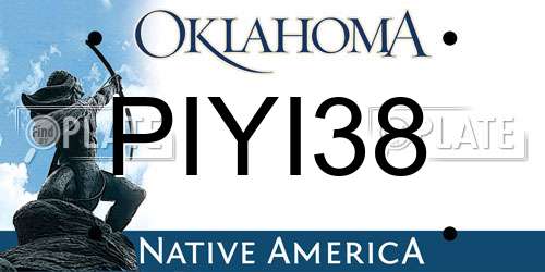 PIYI38 Oklahoma License Plate